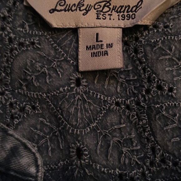 Lucky Brand Lace Bib Top Blue - Picture 4 of 8